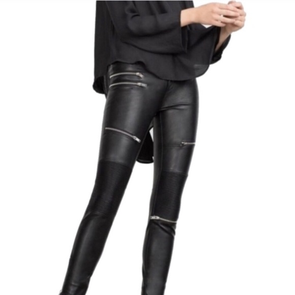 Zara Pants - Zara Moto Zip Biker Trousers Black M